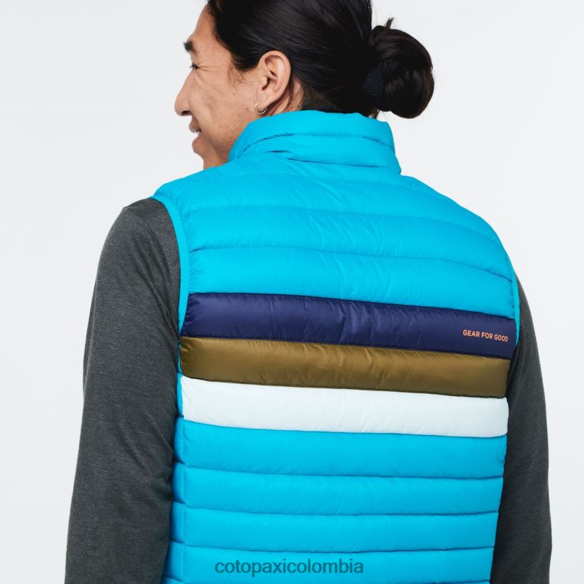 Cotopaxi chaleco de plumas fuego hombres rayas azules minerales XN60D2132 ropa