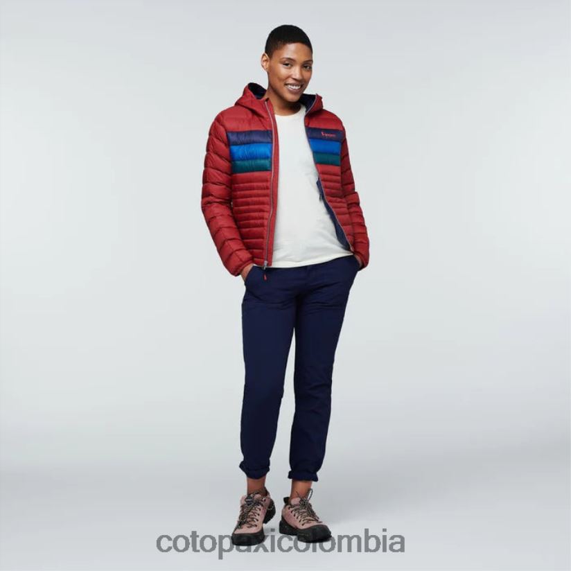 Cotopaxi chaqueta fuego con capucha mujer rayas de grosella XN60D231 ropa