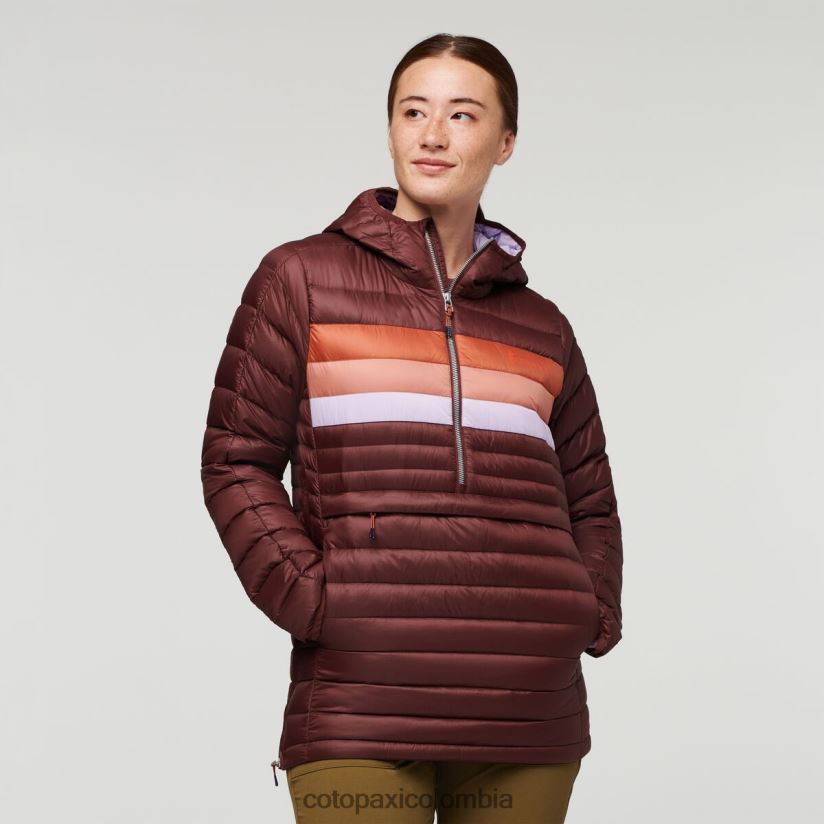 Cotopaxi sudadera con capucha fuego down mujer rayas castañas XN60D25 ropa
