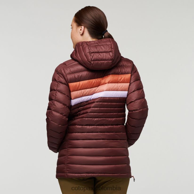 Cotopaxi sudadera con capucha fuego down mujer rayas castañas XN60D25 ropa