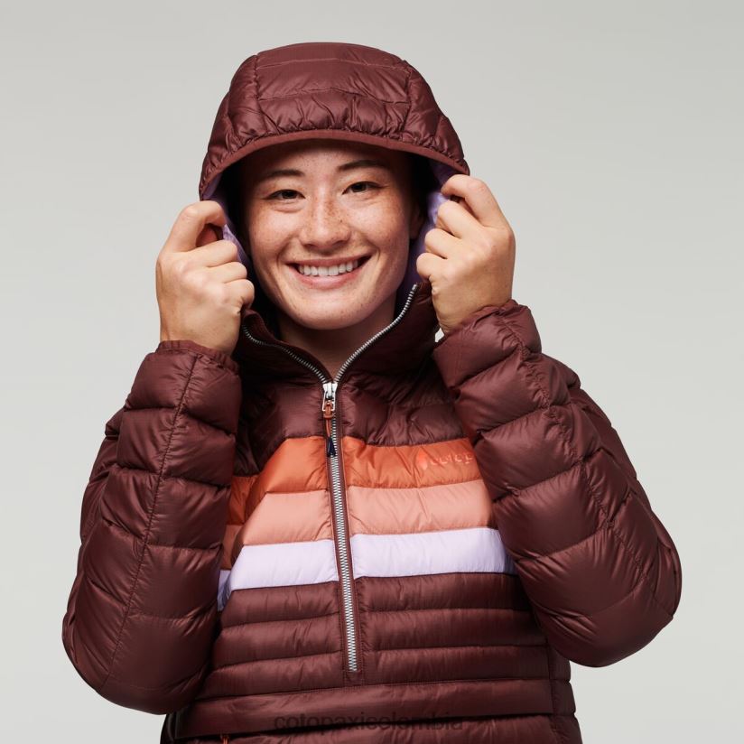 Cotopaxi sudadera con capucha fuego down mujer rayas castañas XN60D25 ropa