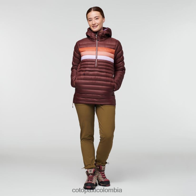 Cotopaxi sudadera con capucha fuego down mujer rayas castañas XN60D25 ropa