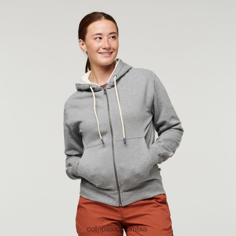 Cotopaxi hacer buena sudadera orgánica con capucha y cremallera completa mujer cuero gris XN60D257 ropa